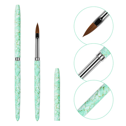 Customized Green Textured Metal Handle Multi-Purpose Nylon and Acrylic Brush for Nails
