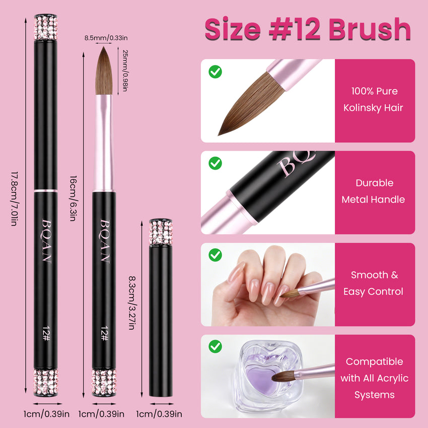 BQAN Acrylic Brush 100% Pure Kolinsky Hair|Oval Nail Brush|Professional Nail Tool