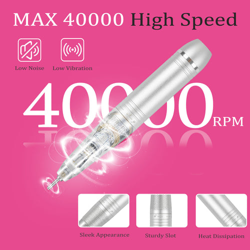 BQAN Pro Nail Drill 40000RPM – Rechargeable Electric Nail File for Salon & Home