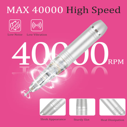 BQAN Pro Nail Drill 40000RPM – Rechargeable Electric Nail File for Salon & Home