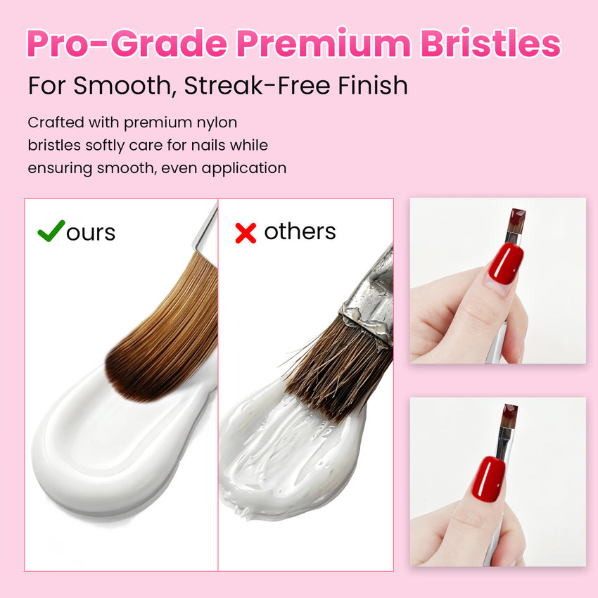 BQAN Pro UV Gel Nail Brush|Oval Long 10mm Nail Brush|Anti-Roll Hexagonal Metal Handle