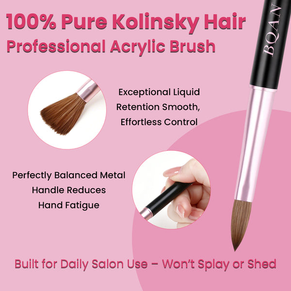 BQAN Acrylic Brush 100% Pure Kolinsky Hair|Oval Nail Brush|Professional Nail Tool