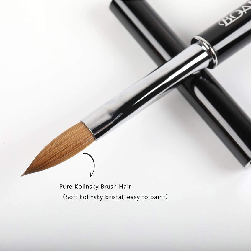 BOAN Kolinsky Acrylic Nail Brush – Professional Oval Acrylic Brush with Rhinestone Handle