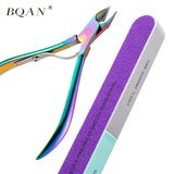 BQAN 7Pcs Rainbow Stainless Steel Nail Art Tools Cuticle Nail Cutter Kit Pusher Dead Skin Clipper Gel Polish Remover Nipper Cleaner Care Tool Pedicure Nail Manicure Tools Set Nail Accessories Nepper Manicur Set