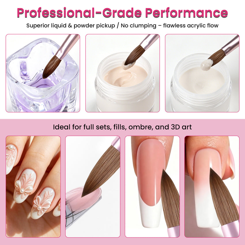 BQAN Acrylic Brush 100% Pure Kolinsky Hair|Oval Nail Brush|Professional Nail Tool