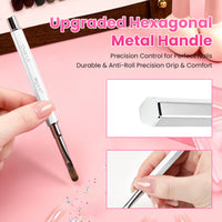 BQAN Pro UV Gel Nail Brush|Oval Long 10mm Nail Brush|Anti-Roll Hexagonal Metal Handle