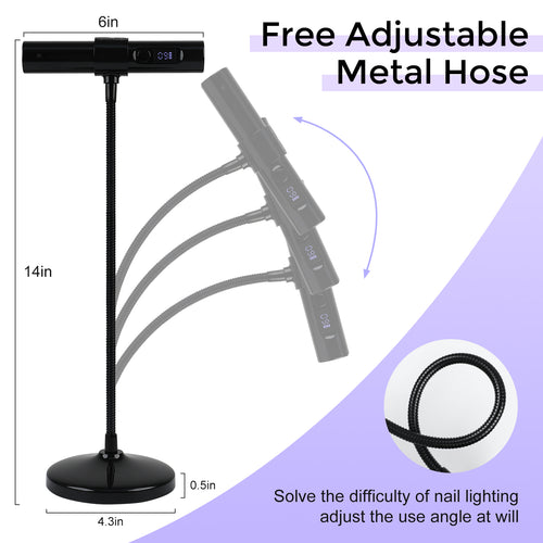 2 in 1 Black 360°Rotatable Adjustable Stand LED Nail Mini Light Dryer Lamp