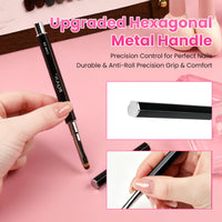 BQAN Nail Art Essentials Bundle|3 Brushes + Black & White Gel|Professional Nail Art Tool