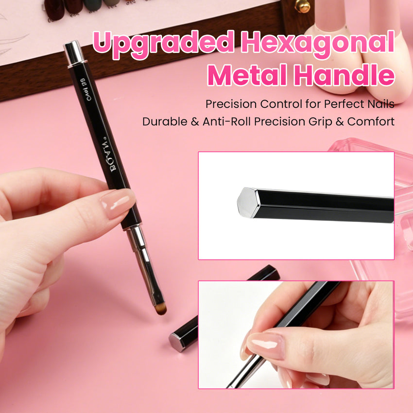 BQAN Nail Art Essentials Bundle|3 Brushes + Black & White Gel|Professional Nail Art Tool