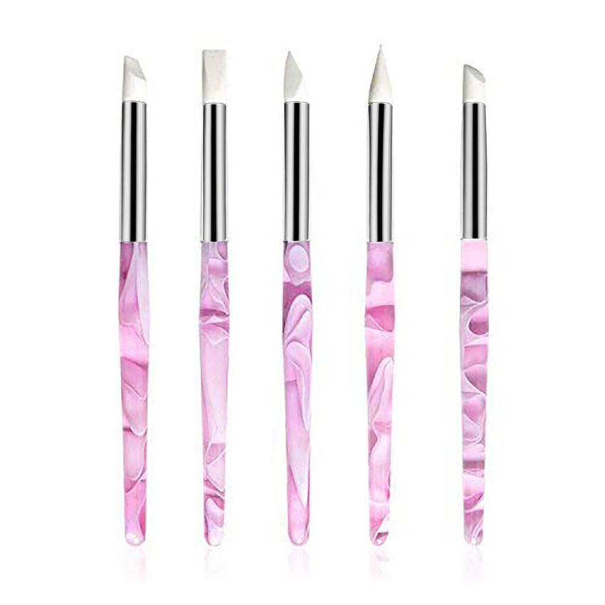 Premium Silicone Nail Art Brush Set – Multi Shape Rubber Tip Brushes for Gel & Nail Art