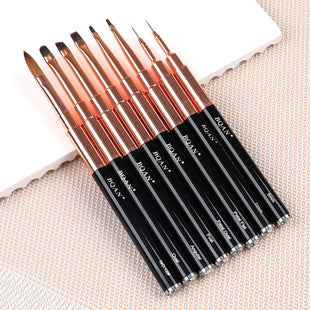 New Design 8 PCS Black Rose Gold Metal Handle Nail Art Brush Set