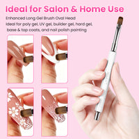 BQAN Pro UV Gel Nail Brush|Oval Long 10mm Nail Brush|Anti-Roll Hexagonal Metal Handle
