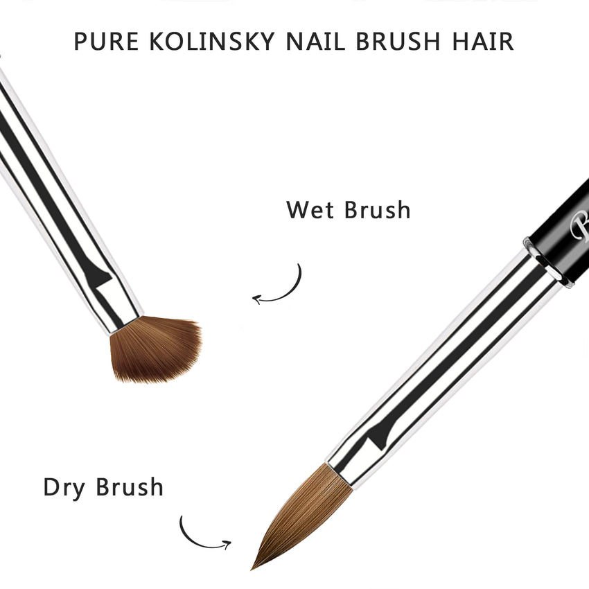 BOAN Kolinsky Acrylic Nail Brush – Professional Oval Acrylic Brush with Rhinestone Handle