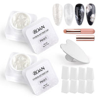 BQAN Ombre Gel Nail Polish Pearl Color, 2PCS Patting Gradient Painting Gel with Nail Sponge & Silicone Brush & Palette