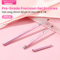 BQAN Pro UV Gel Nail Brush|Flat Long 10mm for Builder & Hard Gel |Anti-Roll Hexagonal Metal Handle