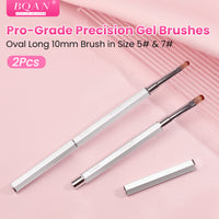 BQAN Pro UV Gel Nail Brush|Oval Long 10mm Nail Brush|Anti-Roll Hexagonal Metal Handle