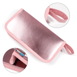 BQAN Rose Gold PU Leather 12 Pcs Nail Brushes Zipper Storage Cosmetic Makeup Pen Stander Displayer Nails Bag