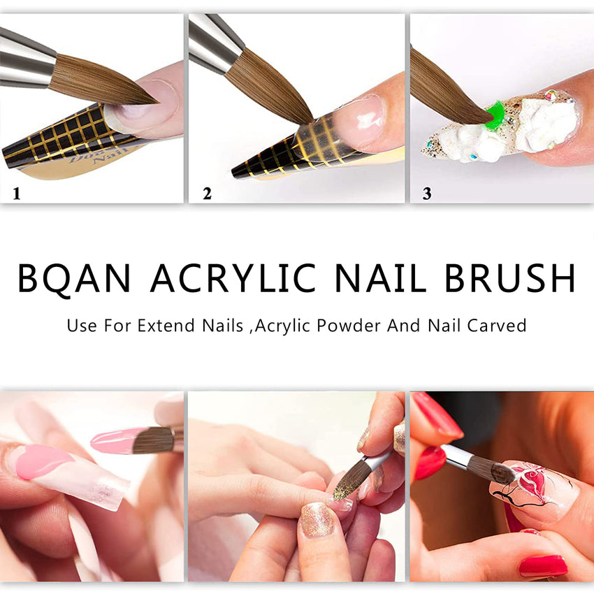 BOAN Kolinsky Acrylic Nail Brush – Professional Oval Acrylic Brush with Rhinestone Handle