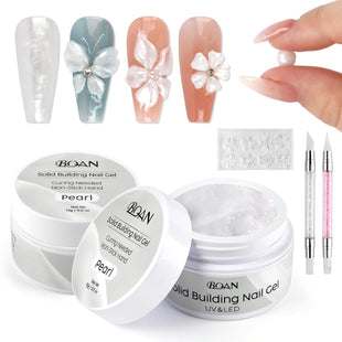 BQAN Nail Solid Sculpting Gel for 3D Nail Art, 2 Pcs of 15g/0.5oz Pearl Colors