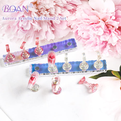 BQAN 2 Piece Nail Art Practice Racks Set Aurora Acrylic Nail Holder