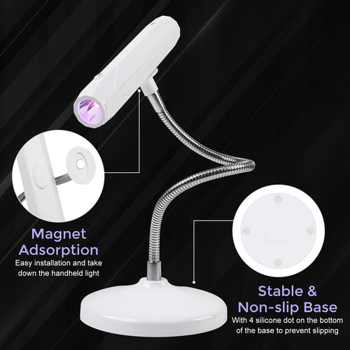2 In 1 White 360°Rotatable Adjustable Stand LED Nail Mini Light Dryer Lamp