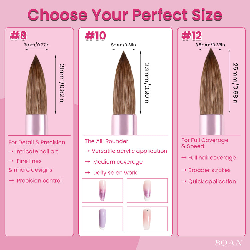 BQAN Acrylic Brush 100% Pure Kolinsky Hair|Oval Nail Brush|Professional Nail Tool