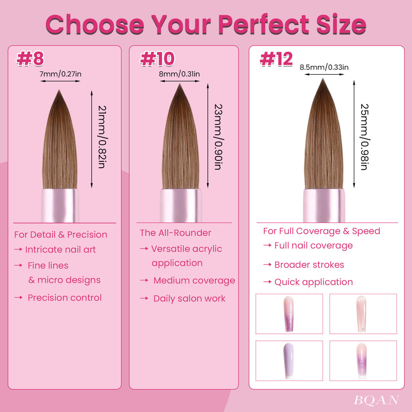 BQAN Acrylic Brush 100% Pure Kolinsky Hair|Oval Nail Brush|Professional Nail Tool