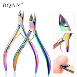 BQAN 7Pcs Rainbow Stainless Steel Nail Art Tools Cuticle Nail Cutter Kit Pusher Dead Skin Clipper Gel Polish Remover Nipper Cleaner Care Tool Pedicure Nail Manicure Tools Set Nail Accessories Nepper Manicur Set