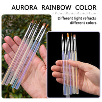 Iridescent Nail Art Brush Set – 5PCS Aurora Rainbow Nail Art Brushes for DIY & Salon Use