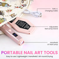 BQAN Pink Nail Lamp Portable, Professional UV LED Nail Dryer With Magnetic Stand, Auto Finger Activated & 60s Fast Cure for Nail Salon Use