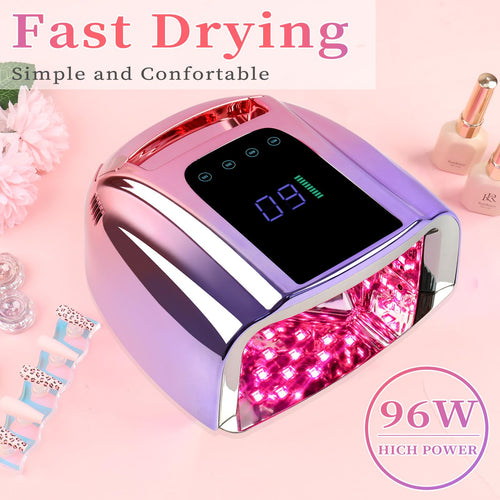96W Rechargeable with LCD Display Auto Sensor UV LED Nail Lamp