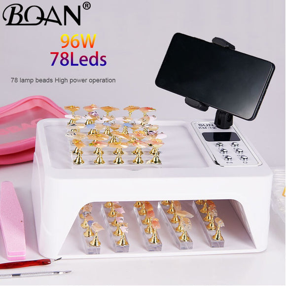 BQAN 96W UV LED Lamp for Press On Nail Dryer Fast Dry LED Nail Drying Lamp Nail Hand Rest All Gel Nail Polish Manicure