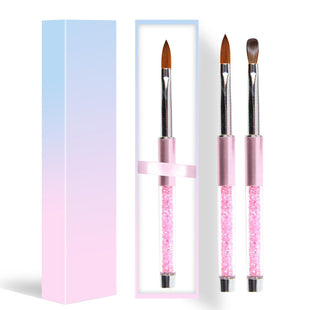 BQAN 2#-24# Size Pure 100% Kolinsky High Quality Acrylic Brush Pink Metal With Transparent Rhinestone Acrylic Handle Nail Brush Acrylic Art