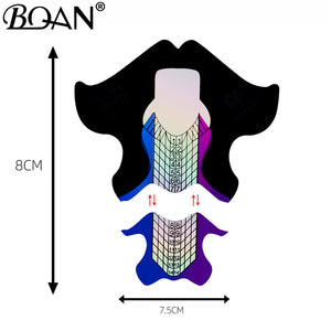 BQAN Black French Nail Form Tips Marbling Nail Extension Art Tools Acrylic Curve False Nails Art DIY Guide Forms Nail Sticker