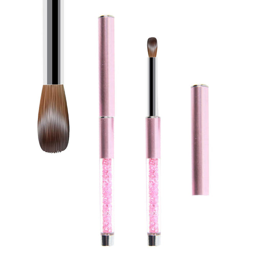 BQAN 2#-24# Size Pure 100% Kolinsky High Quality Acrylic Brush Pink Metal With Transparent Rhinestone Acrylic Handle Nail Brush Acrylic Art