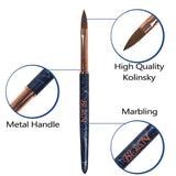 BQAN 2023 Rose Gold Ferrule Manicure Tool Marble Handle Nail Art Sable Hair Brushes 100% Kolinsky Acrylic Brush
