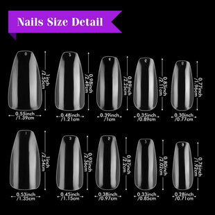 BQAN 500Pcs Natural Trapezoidal Nail Tips Non C Curve French Flat Stiletto Ballerina Medium Artificial Nails Tips