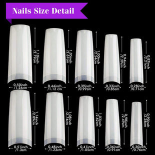 BQAN 500Pcs Natural Color Cylinder False Nails tapered Square Nail Tips No C Curve Softgel Nail Tips