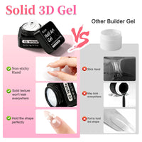 BQAN Non-Sticky 3D Sculpting Gel, 2Pcs White Solid Builder Gel for Nail Art Flowers & Relief Designs, with Nail Sculpting Tools, UV/LED Cured for Salon Professionals