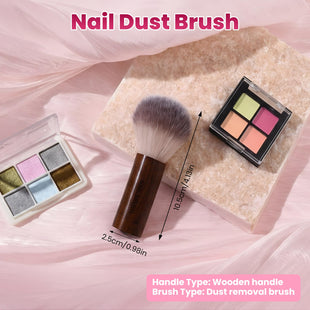 BQAN Professional Nail Dust Brush with Wooden Handle - Soft Bristle Cleaning Brush for Acrylic & Gel Nail Art, Powder Removal Tool for Nail Tech, Salon & Home Manicure