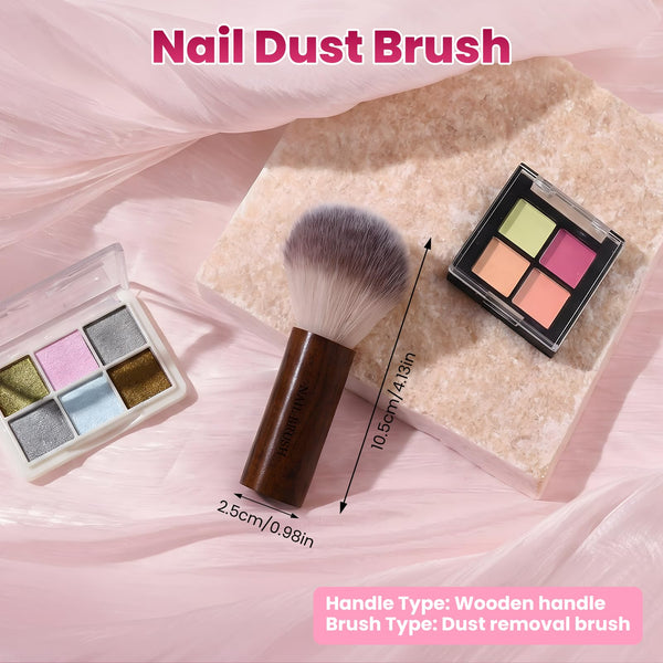 BQAN Professional Nail Dust Brush with Wooden Handle - Soft Bristle Cleaning Brush for Acrylic & Gel Nail Art, Powder Removal Tool for Nail Tech, Salon & Home Manicure