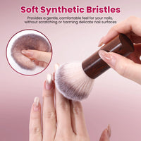 BQAN Professional Nail Dust Brush with Wooden Handle - Soft Bristle Cleaning Brush for Acrylic & Gel Nail Art, Powder Removal Tool for Nail Tech, Salon & Home Manicure