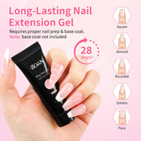 BQAN Poly Nail Gel Kit, 3 Colors -Pink Nude White- Poly Extension Gel With Dual Forms Builder Extension for Nail Tech DIY at Home Manicure Set