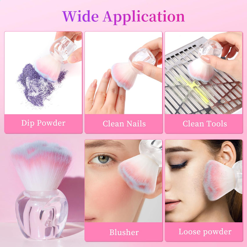 BQAN Nail Dust Brush Nail Art Dust Powder Remover Brush Nail Arts Dust Cleaner Brush Soft Kabuki Cleaner Brush for Makeup or Acrylic UV Gel Nail Arts