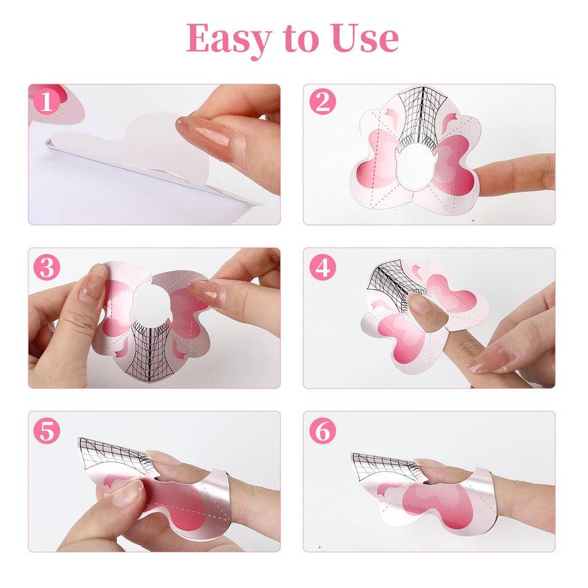 BQAN 100PCS Nail Forms for Builder Gel, Self Adhesive Nail Extension Forms, Professional Nails Art Tips for Acrylic Nails Poly Gel