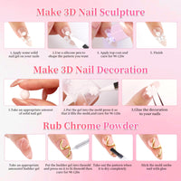 BQAN Non-Sticky 3D Sculpting Gel, 2Pcs White Solid Builder Gel for Nail Art Flowers & Relief Designs, with Nail Sculpting Tools, UV/LED Cured for Salon Professionals