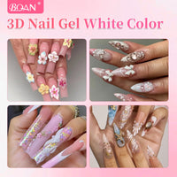 BQAN Non-Sticky 3D Sculpting Gel, 2Pcs White Solid Builder Gel for Nail Art Flowers & Relief Designs, with Nail Sculpting Tools, UV/LED Cured for Salon Professionals