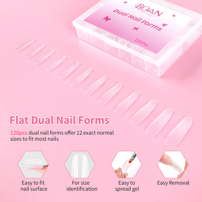 BQAN Poly Nail Gel Kit, 3 Colors -Pink Nude White- Poly Extension Gel With Dual Forms Builder Extension for Nail Tech DIY at Home Manicure Set