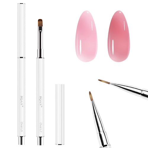 BQAN Pro UV Gel Nail Brush|Oval Long 10mm Nail Brush|Anti-Roll Hexagonal Metal Handle