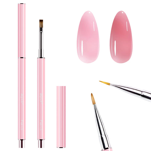 BQAN Pro UV Gel Nail Brush|Flat Long 10mm for Builder & Hard Gel |Anti-Roll Hexagonal Metal Handle
